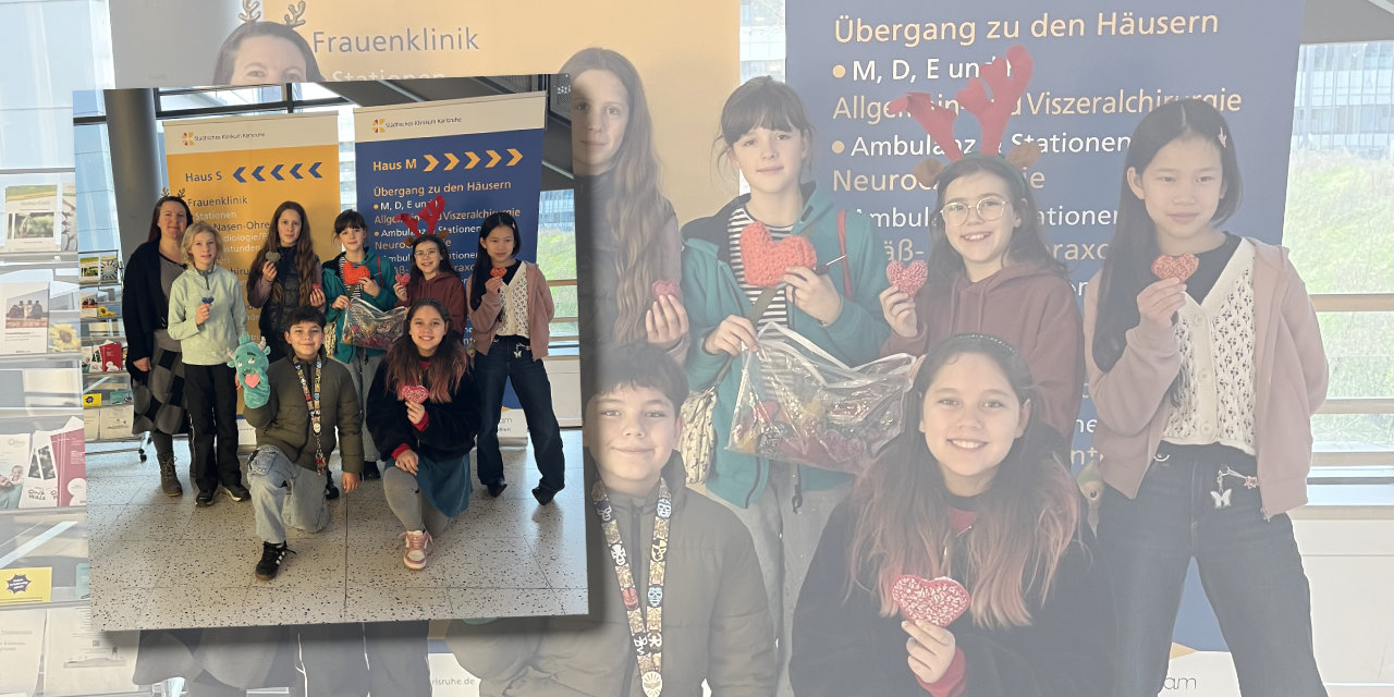 Gehäkelte Herzen ans Kinderklinikum verschenkt
