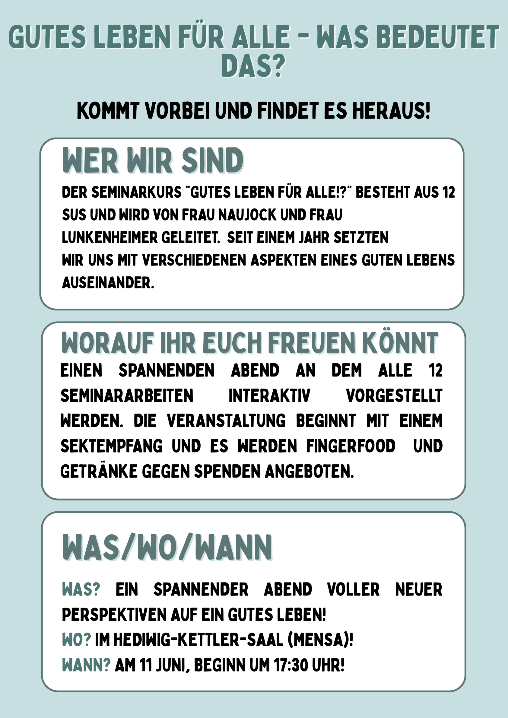 Gutes Leben für alle - Vorstellung der Seminararbeiten